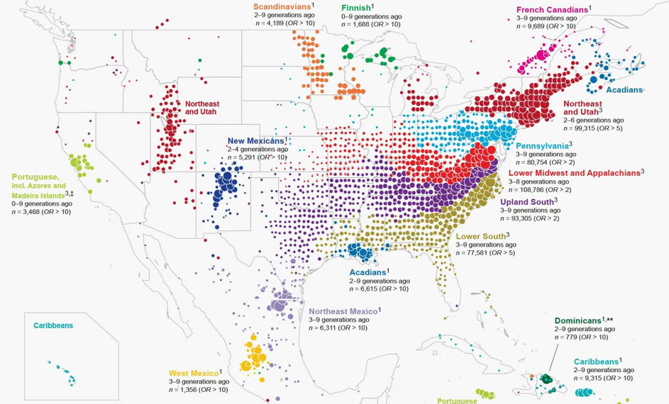 ancestral birth locations in North America