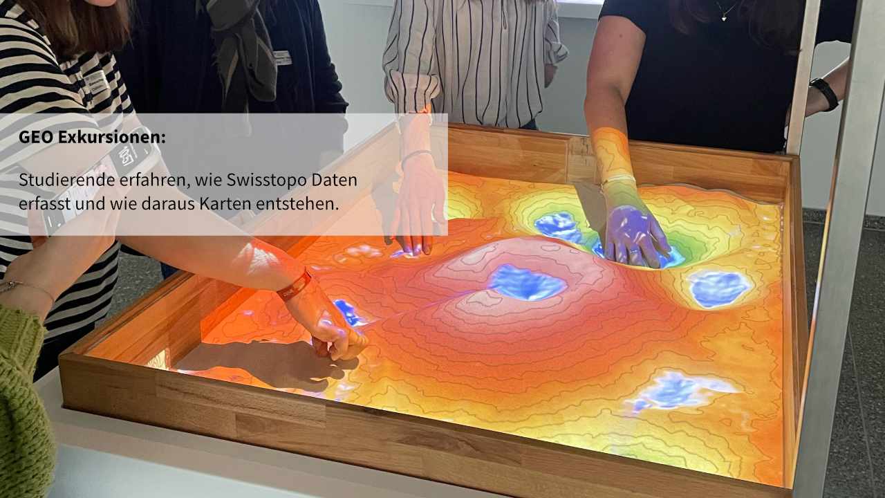 Geo Exkursion: Studierende erfahren, wie Swisstopo Daten erfasst und wie daraus Karten entstehen.