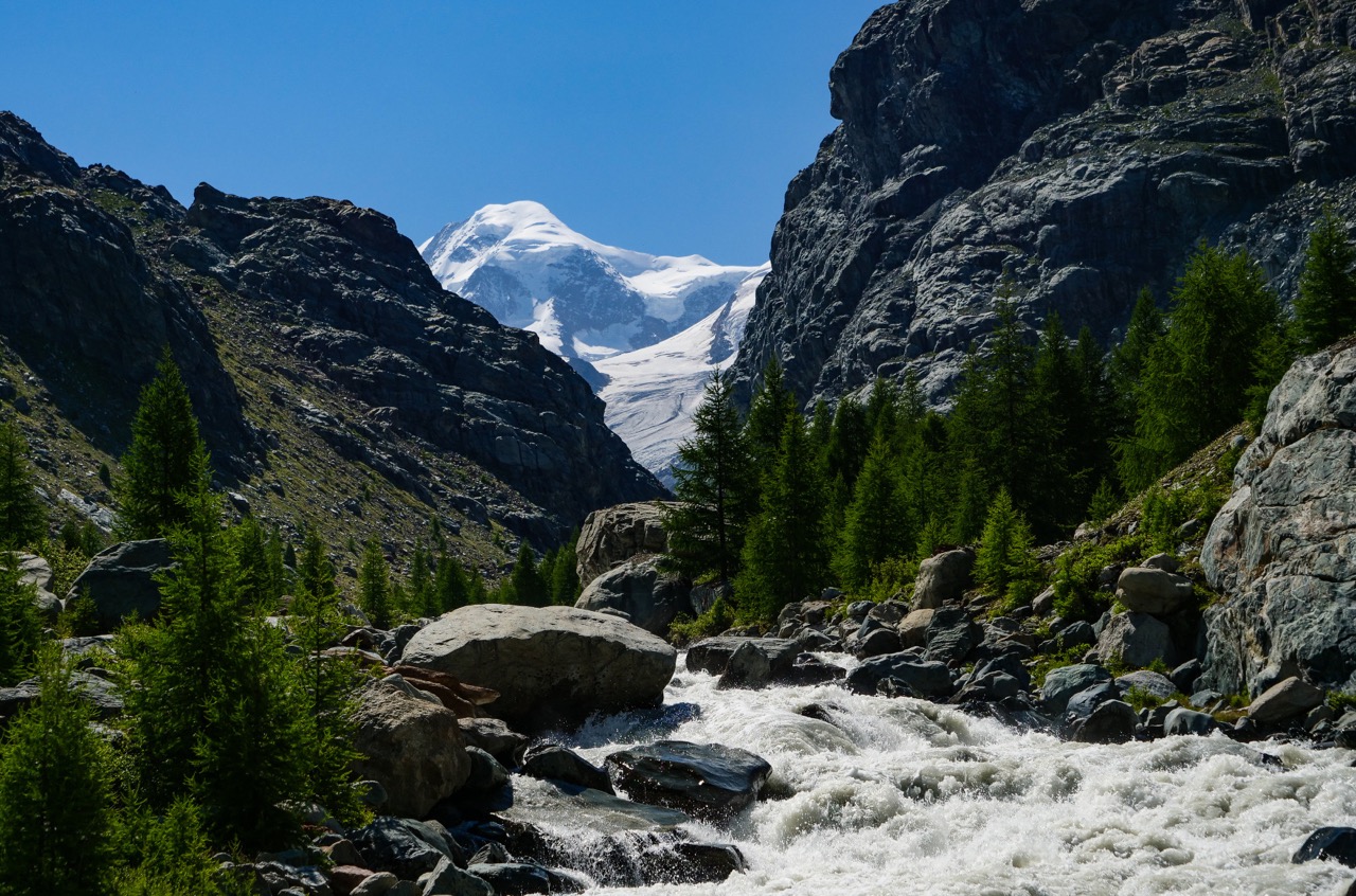 Der Gornera-Fluss unterhalb von Gagenhaupt, Mattertal. Bildnachweis: Daniel Viviroli.