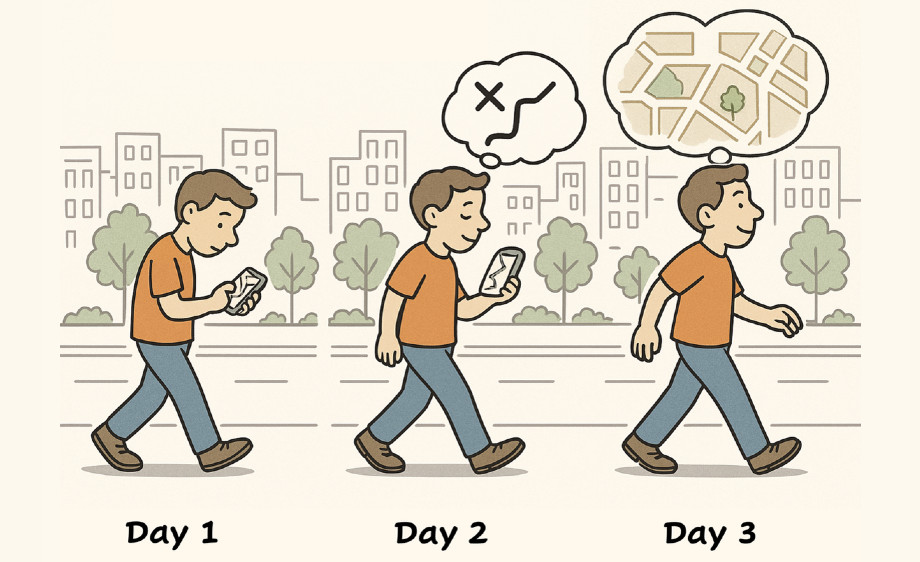From Maps in the Head to Maps in the Hand: Towards Familiarity-adaptive Mobile Navigation Systems